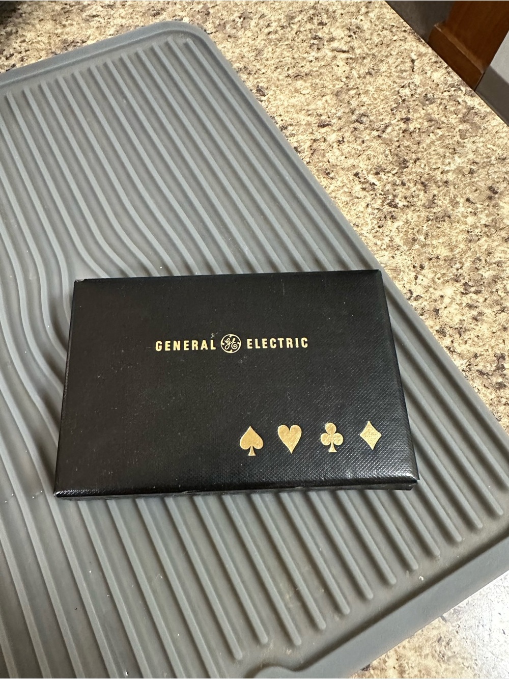 Vintage General Electric Black & Gold Card Case & cards